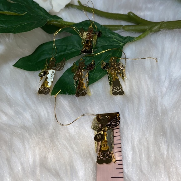 Vintage Gold Tone Filigree Angel Feather tree Christmas Ornaments 5 Pc Set - Picture 12 of 14